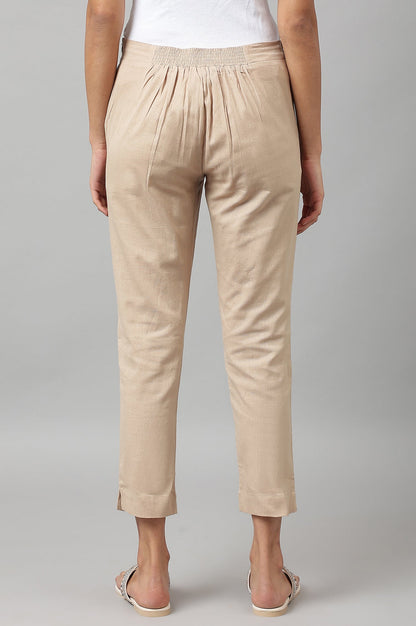 W for Woman Beige Slim Ankle Length Pants