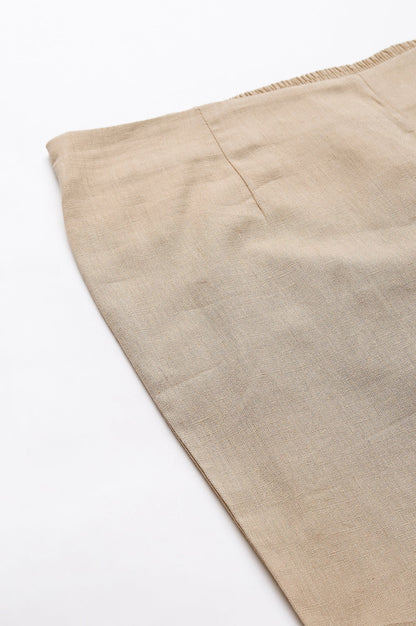 W for Woman Beige Slim Ankle Length Pants