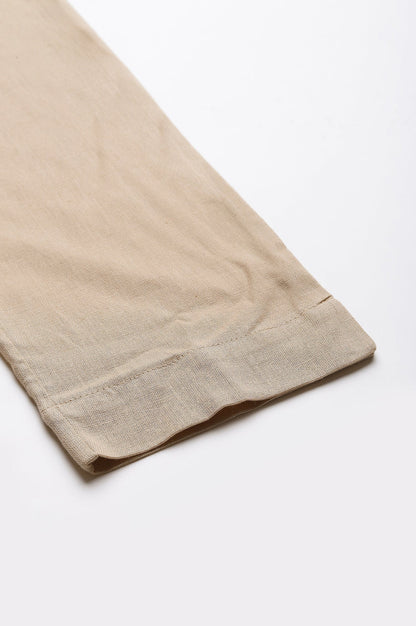 W for Woman Beige Slim Ankle Length Pants