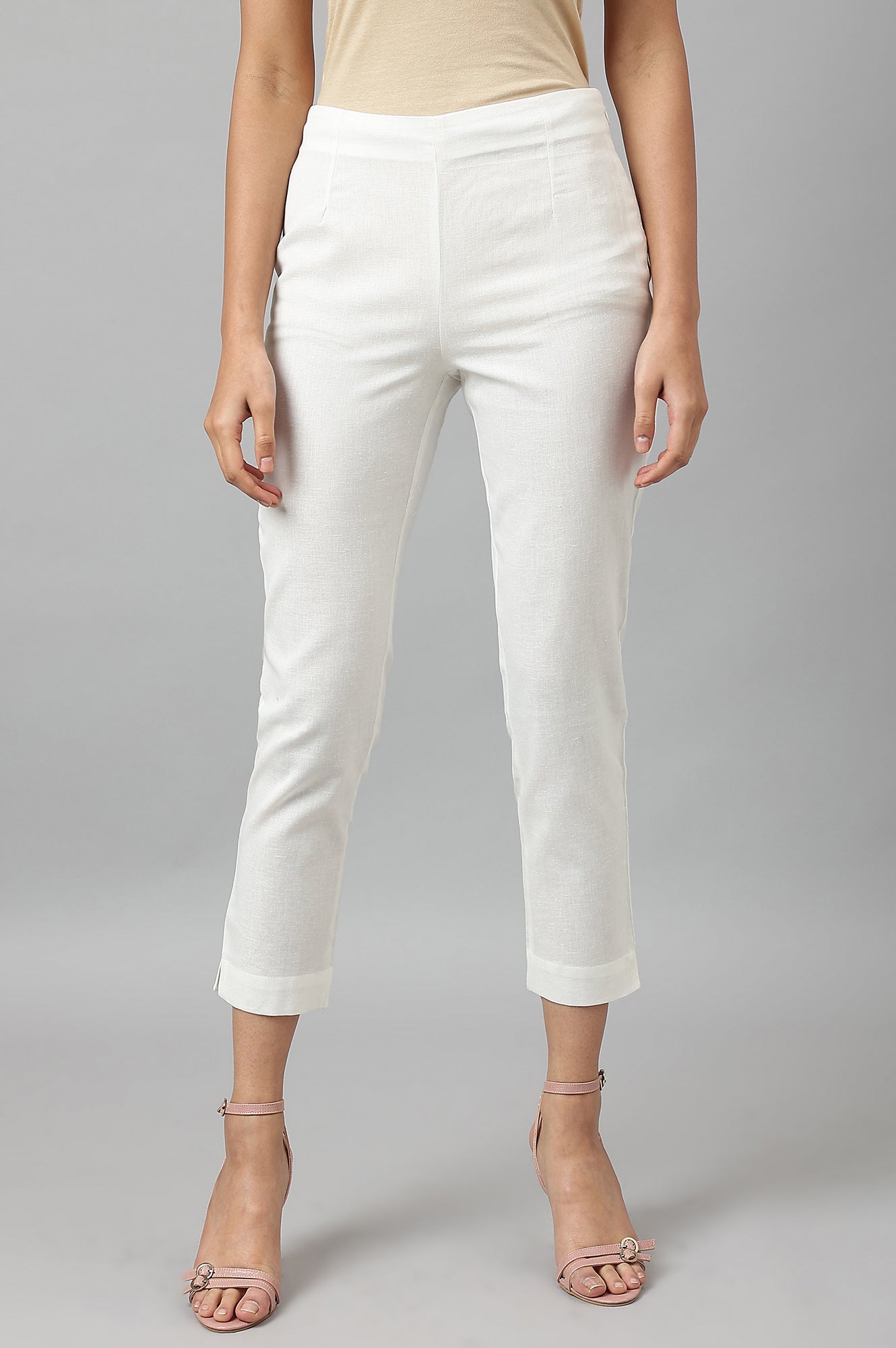 W for Woman White Fitted Pants