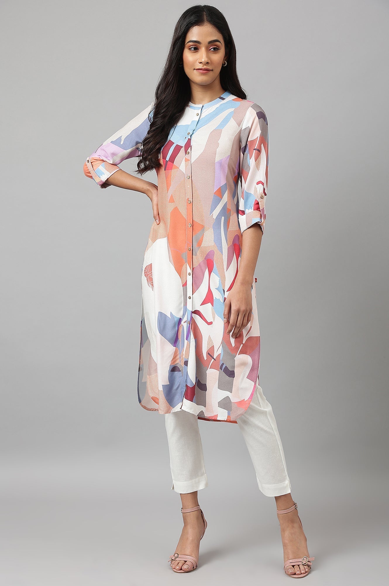 W for Woman White Fitted Pants