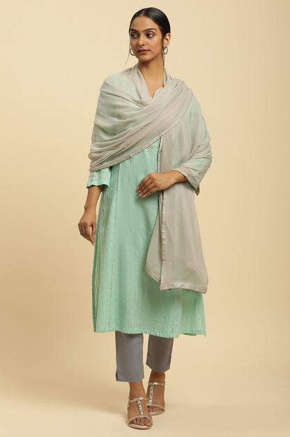 W for Woman Silver Chiffon Dupatta
