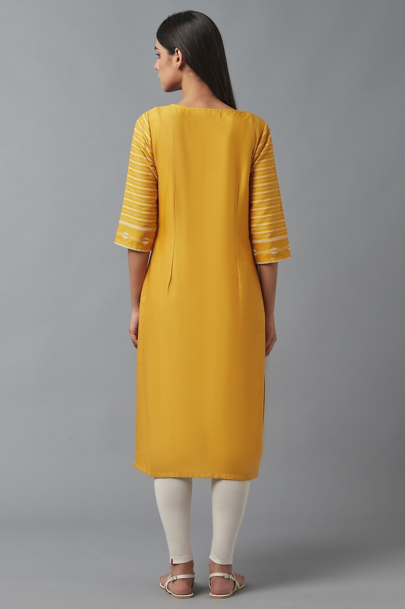 W for Woman Yellow Embroidered kurta