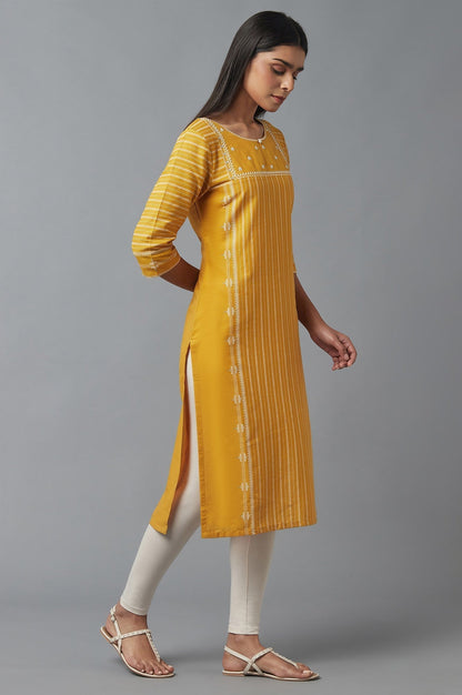 W for Woman Yellow Embroidered kurta
