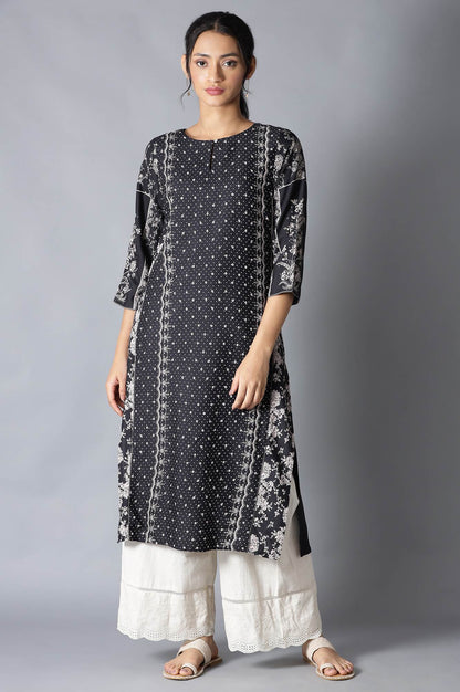 W for Woman Black Printed kurta