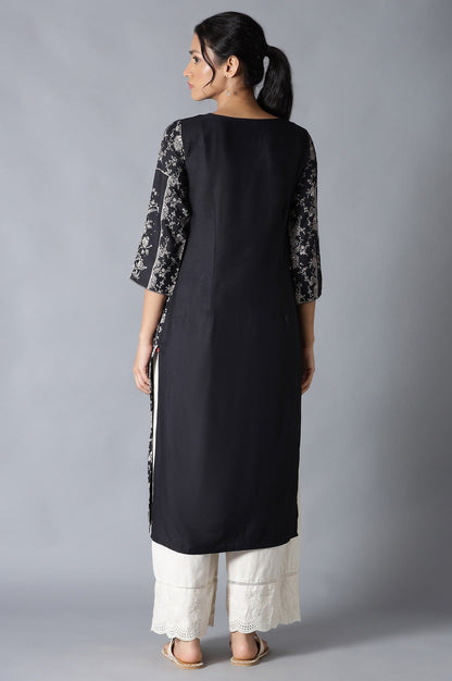 W for Woman Black Printed kurta