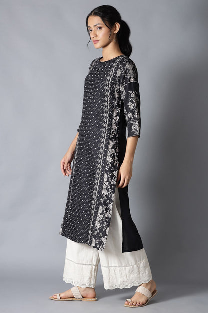 W for Woman Black Printed kurta