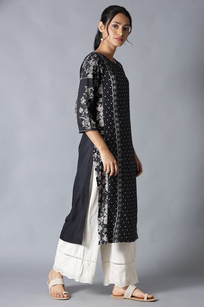 W for Woman Black Printed kurta