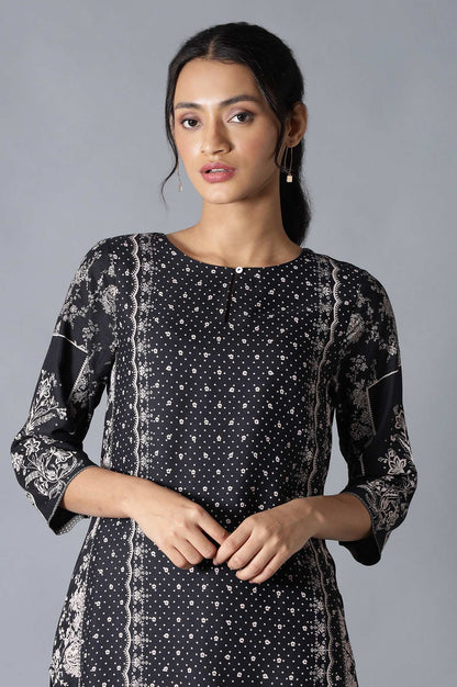 W for Woman Black Printed kurta