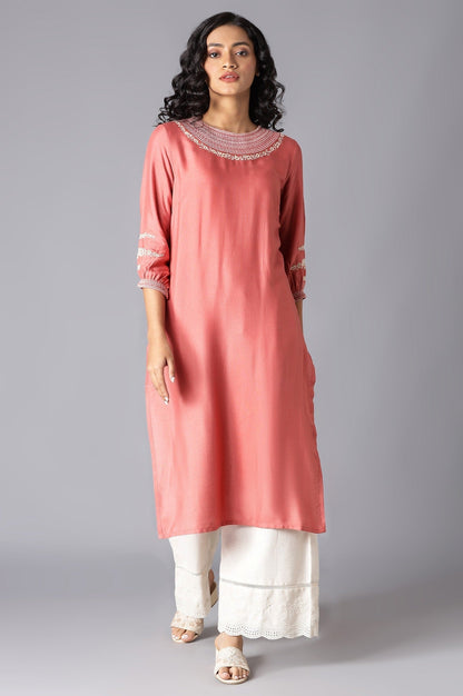 W for Woman Pink Embroidered kurta