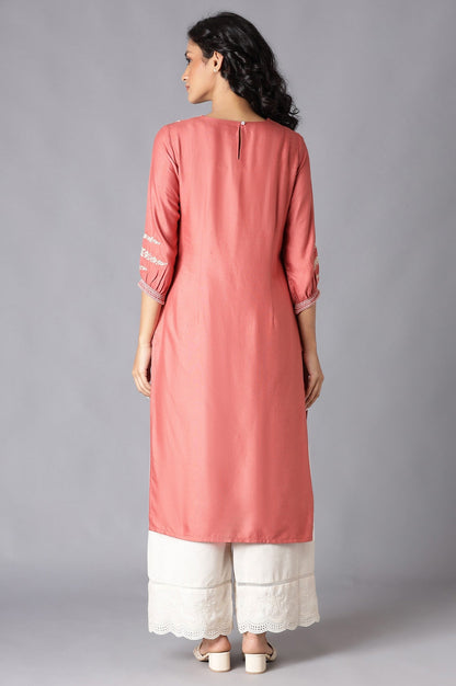 W for Woman Pink Embroidered kurta