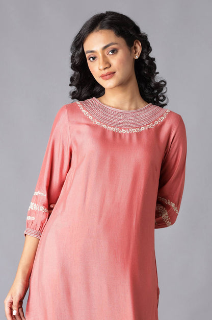 W for Woman Pink Embroidered kurta