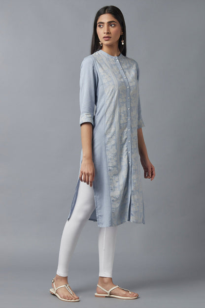 W for Woman Chambray Blue Button Down kurta