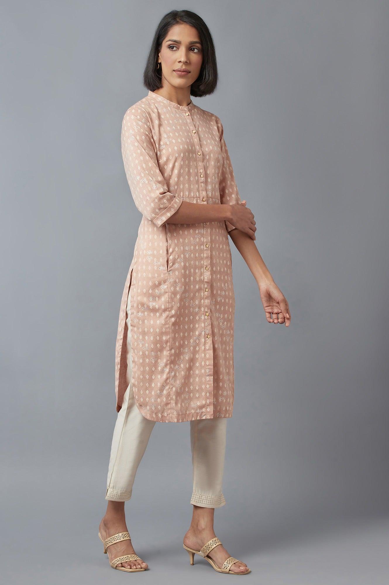 W for Woman Rosedust Pink Printed kurta