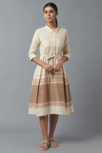 W for Woman Ecru Printed Shirt Dress