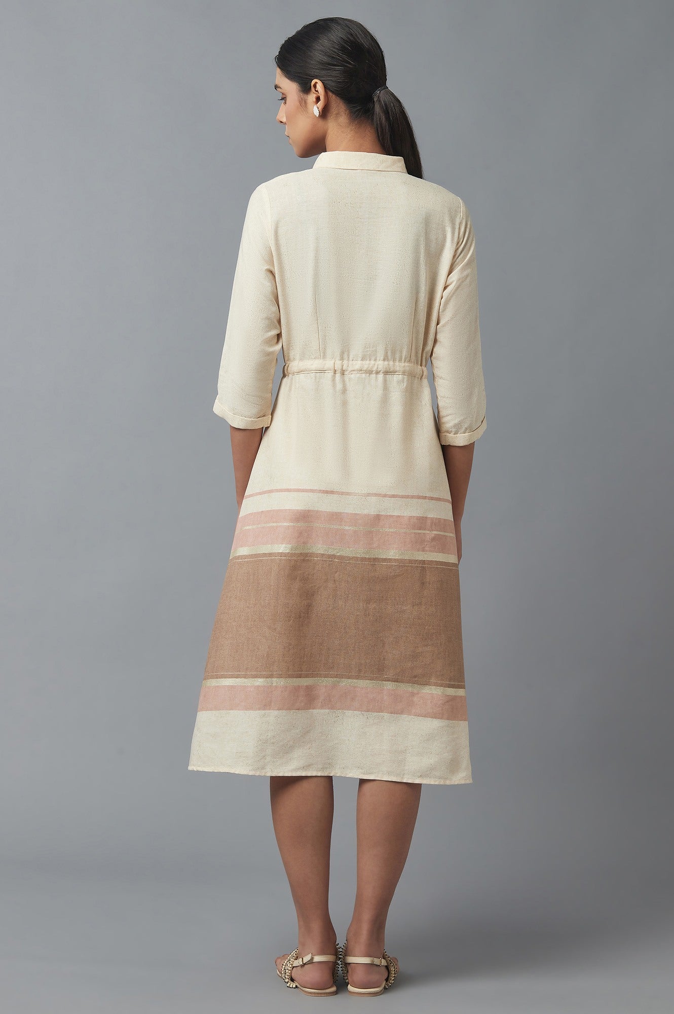 W for Woman Ecru Printed Shirt Dress