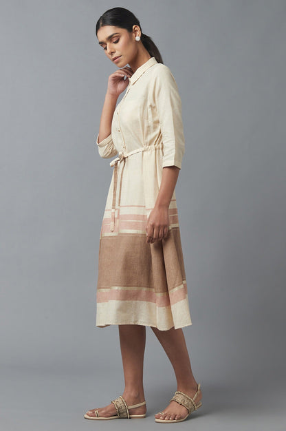 W for Woman Ecru Printed Shirt Dress