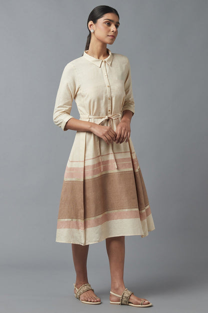 W for Woman Ecru Printed Shirt Dress