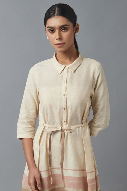 W for Woman Ecru Printed Shirt Dress