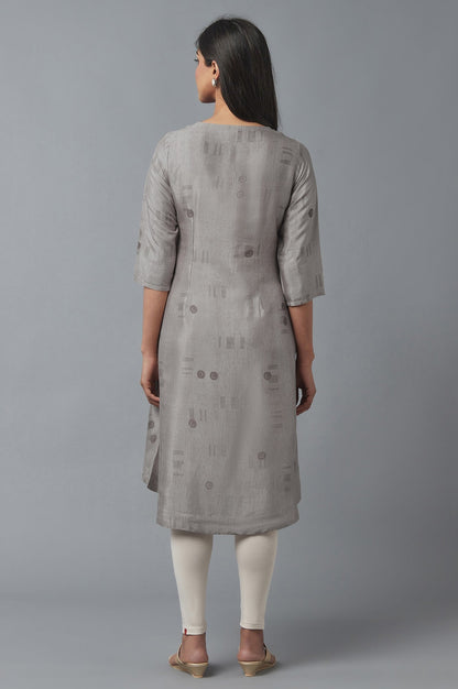 W for Woman String Grey High-Low kurta