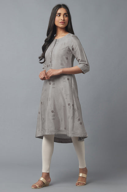 W for Woman String Grey High-Low kurta