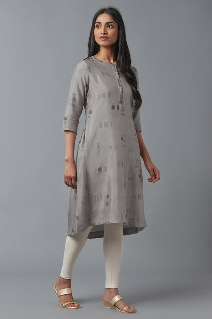 W for Woman String Grey High-Low kurta