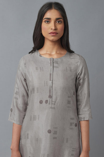 W for Woman String Grey High-Low kurta