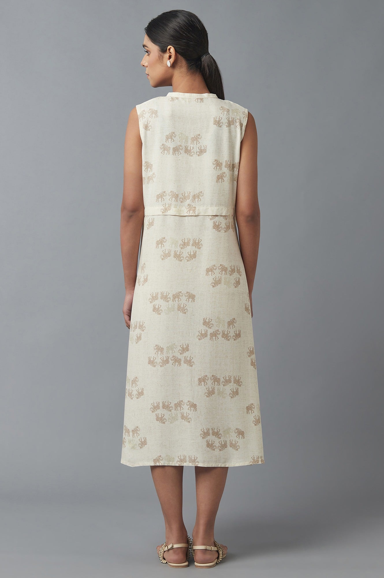 W for Woman New Beige Front Open kurta