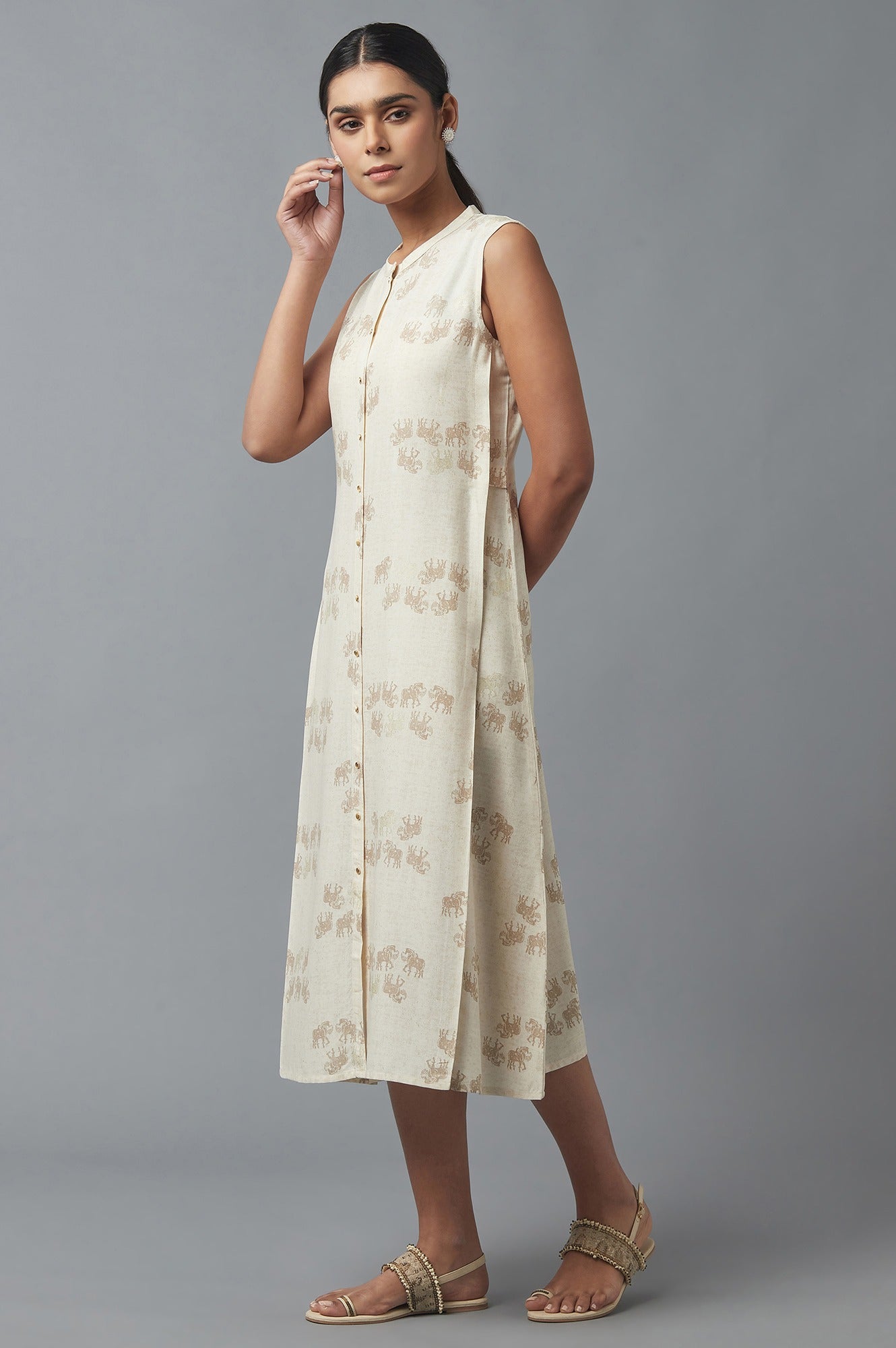W for Woman New Beige Front Open kurta