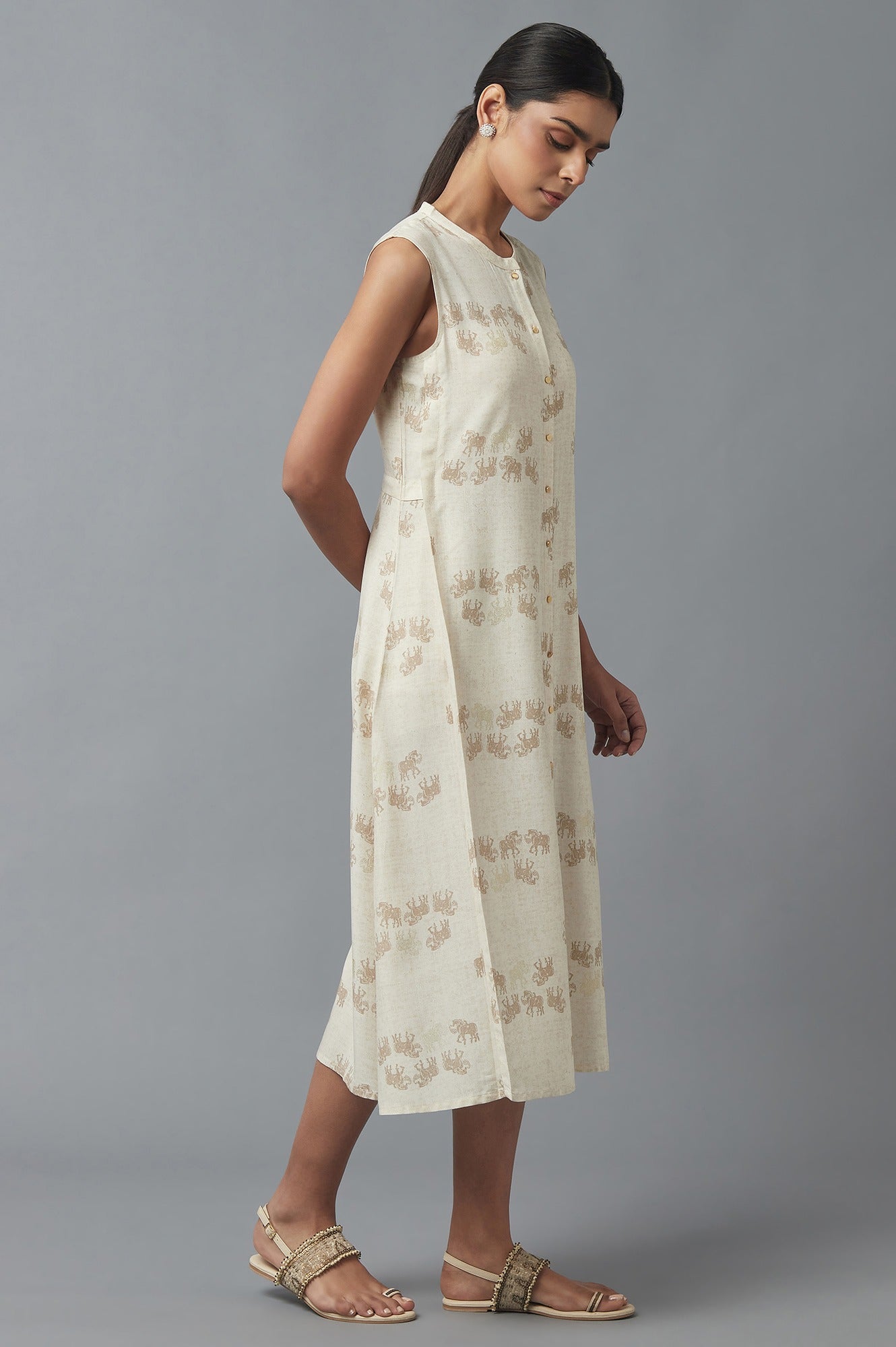 W for Woman New Beige Front Open kurta
