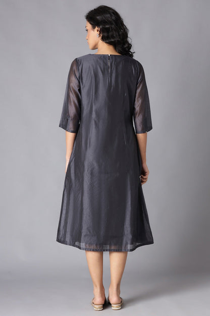 W for Woman Dark Grey Embroidered kurta