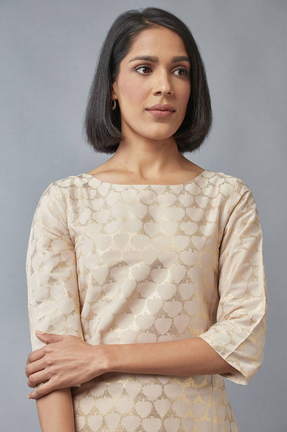 W for Woman Beige Printed A-line kurta