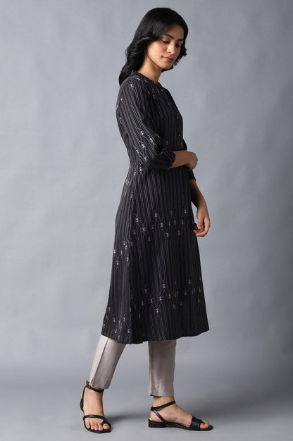 W for Woman Jet Black Button Down Kurta