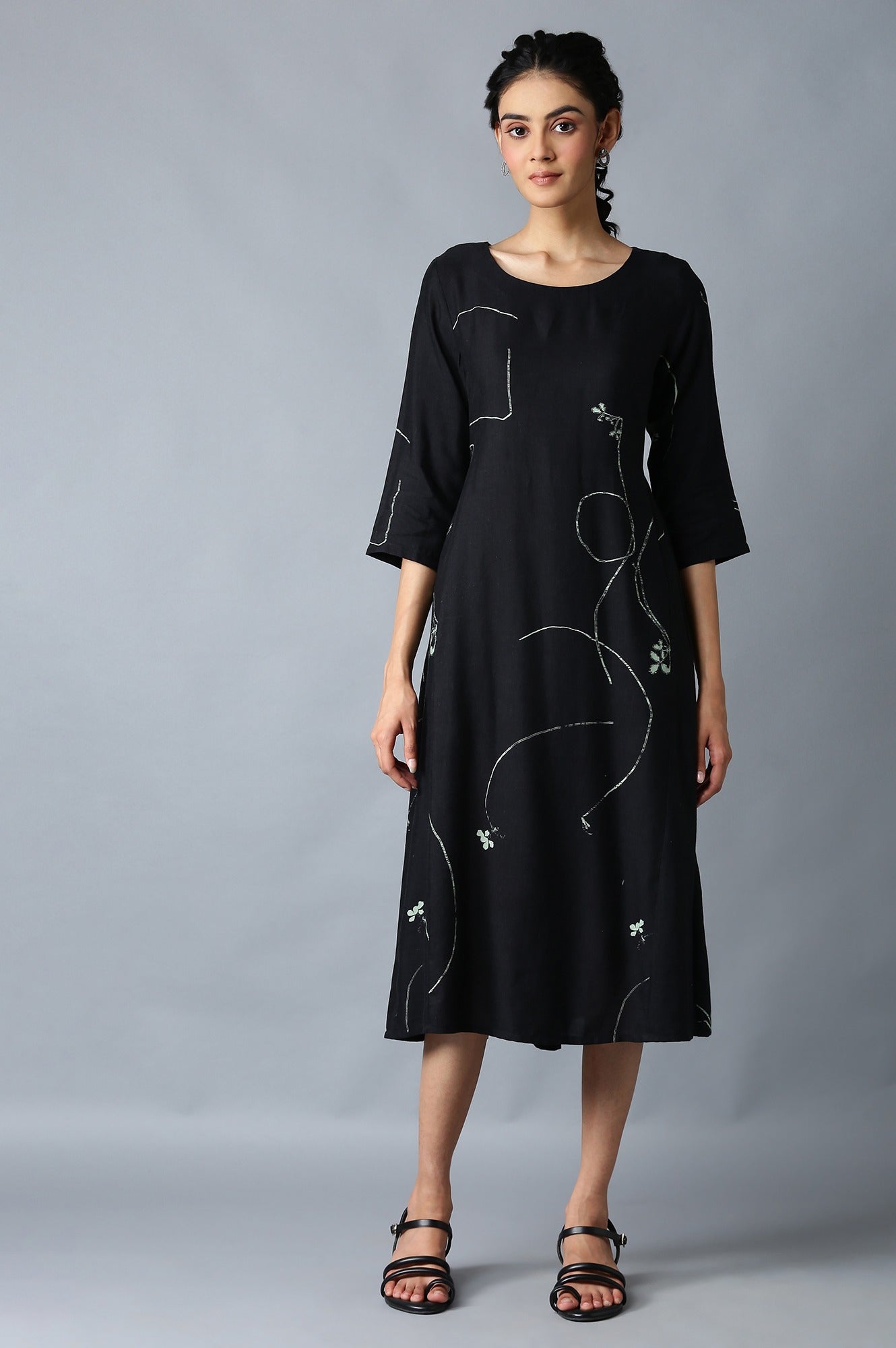 W for Woman Jet Black Gathered Dress