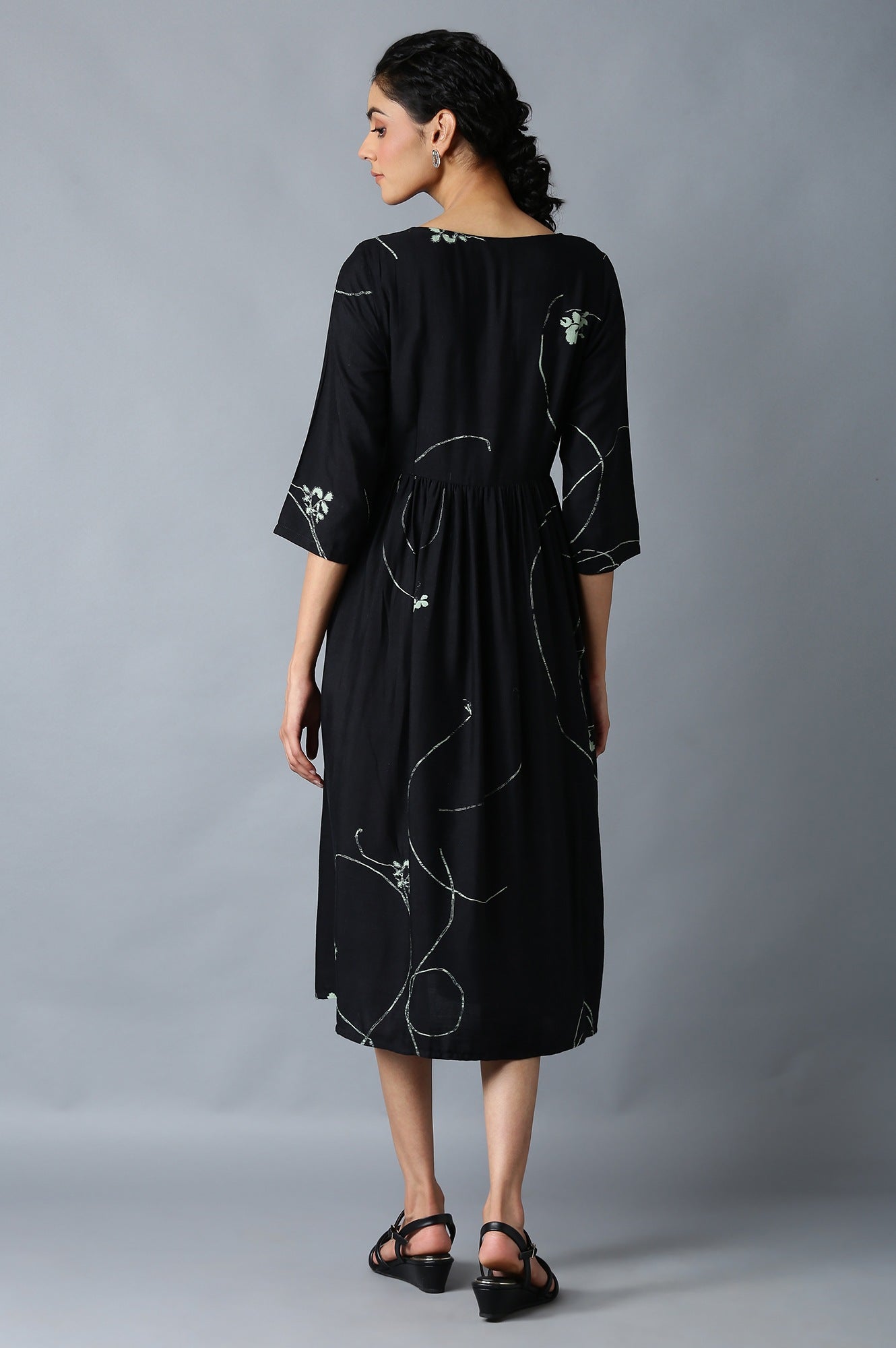 W for Woman Jet Black Gathered Dress
