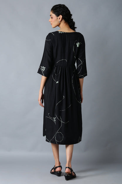 W for Woman Jet Black Gathered Dress