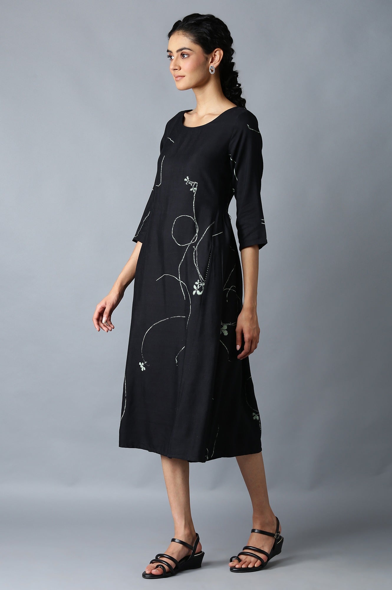 W for Woman Jet Black Gathered Dress