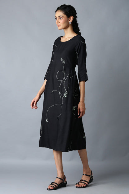 W for Woman Jet Black Gathered Dress
