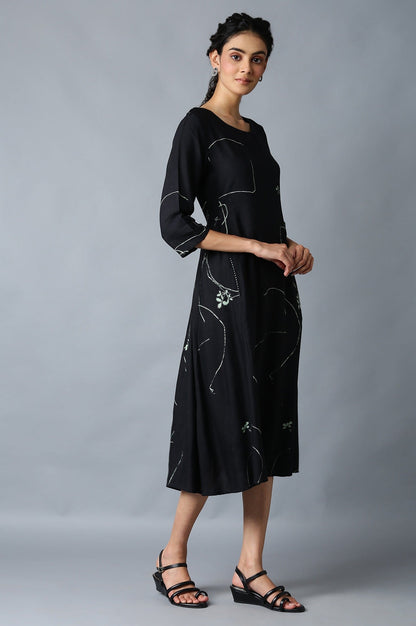 W for Woman Jet Black Gathered Dress