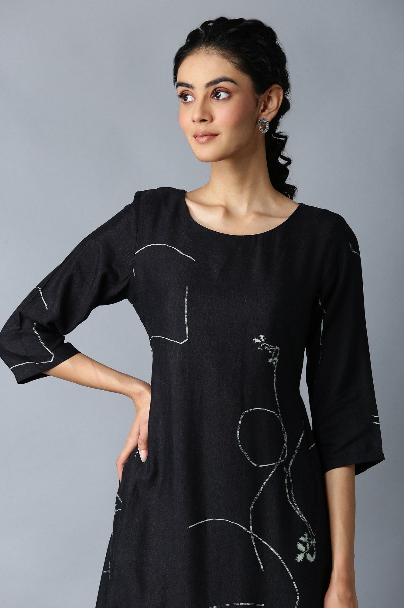 W for Woman Jet Black Gathered Dress