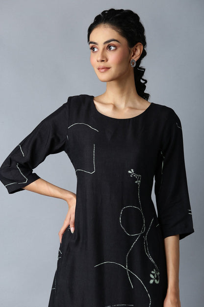 W for Woman Jet Black Gathered Dress