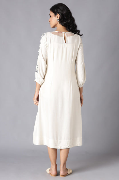 W for Woman Ecru Embroidered Dress