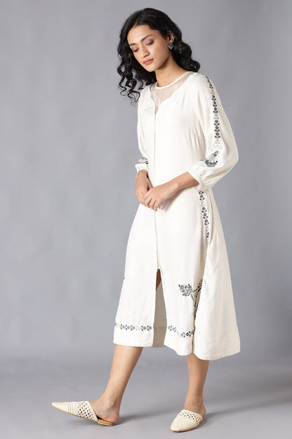 W for Woman Ecru Embroidered Dress