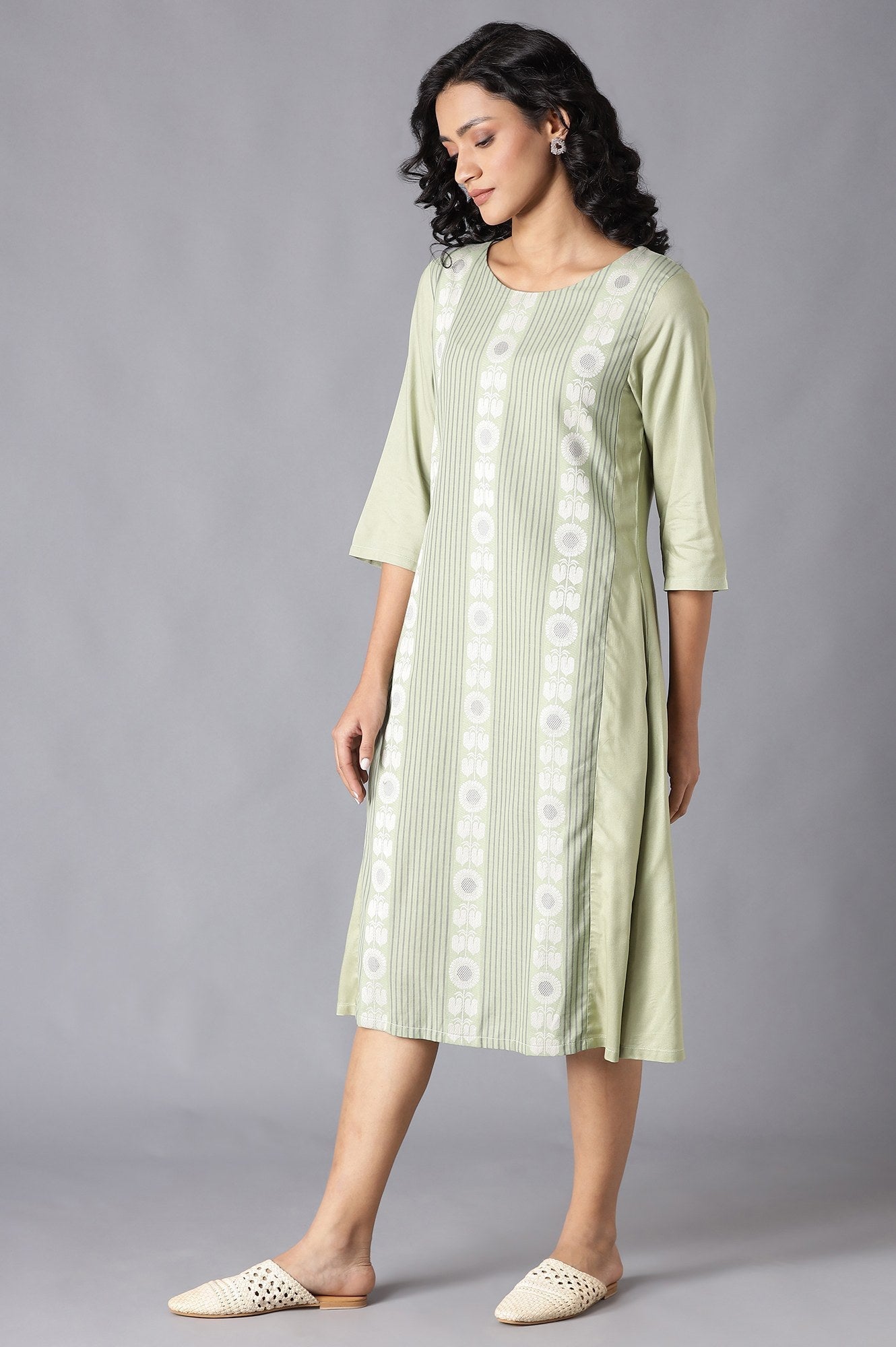 W for Woman Laurel Green A-Line kurta