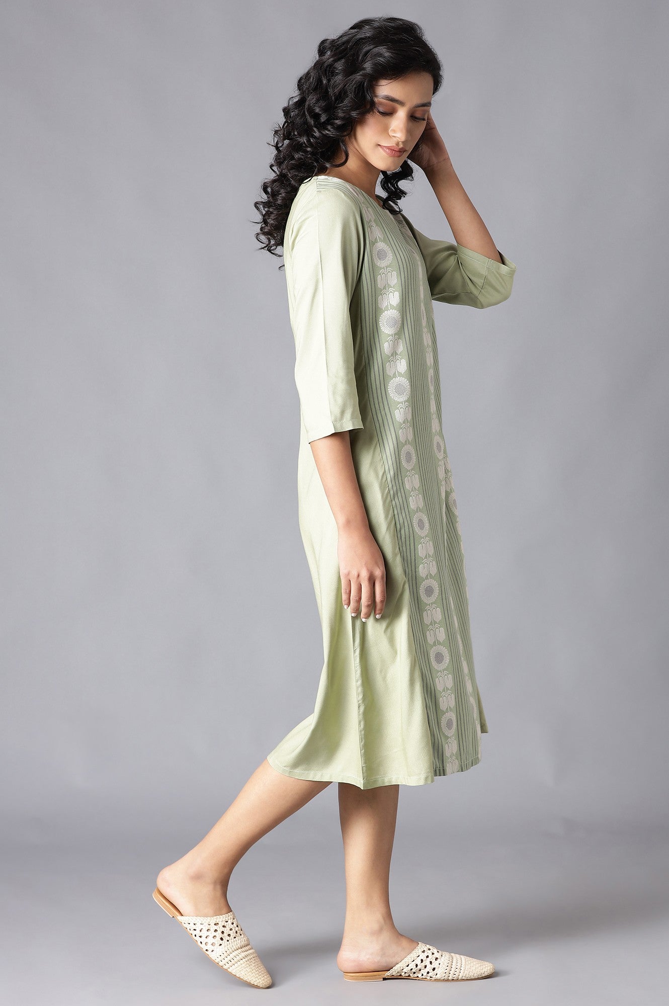 W for Woman Laurel Green A-Line kurta