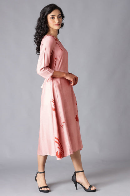 W for Woman Crepe Pink A-Line Printed kurta