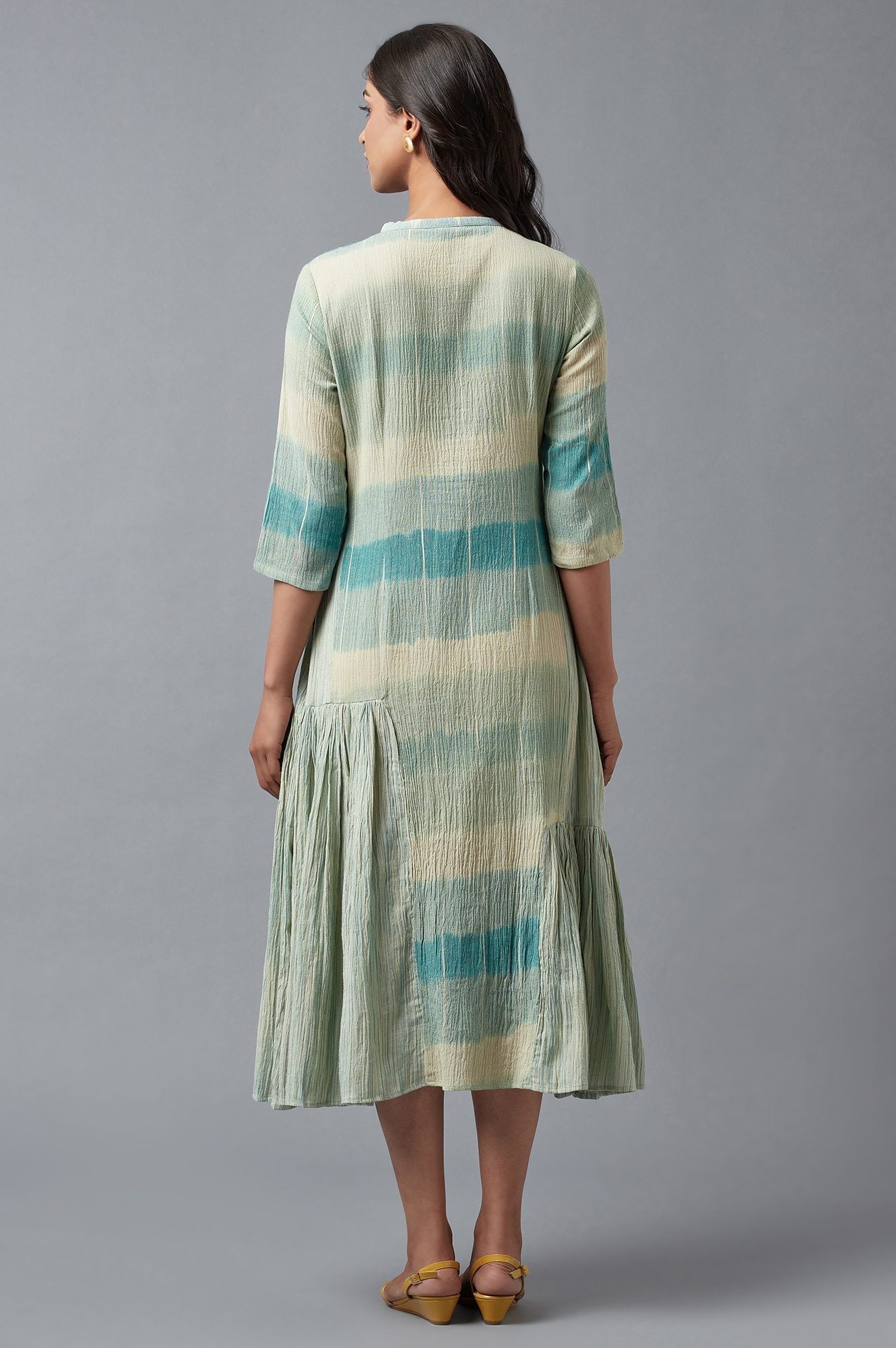 W for Woman Light Blue Cotton Asymmetric Dress