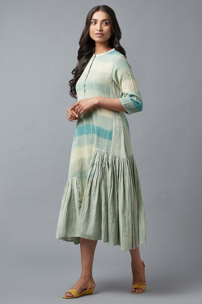 W for Woman Light Blue Cotton Asymmetric Dress