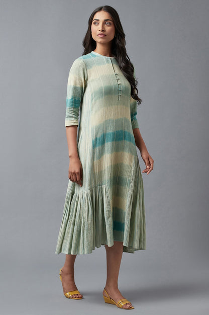 W for Woman Light Blue Cotton Asymmetric Dress