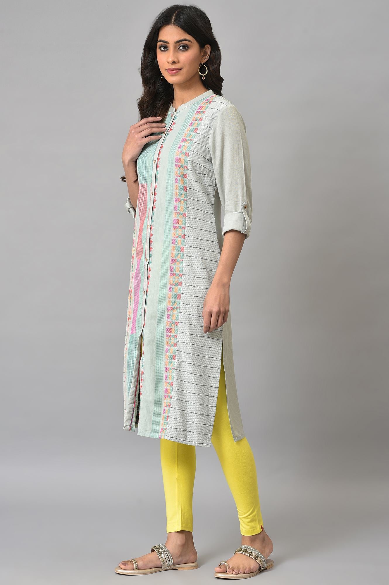 W for Woman Light Blue Dobby kurta